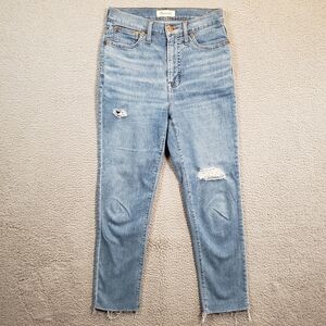 Madewell The Perfect Vintage Jeans Womens 26 Blue Distressed Cropped Frayed Hem
